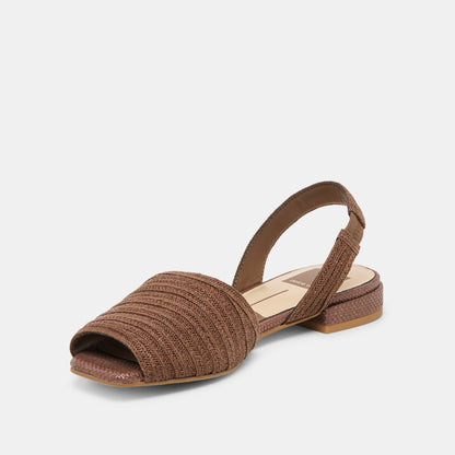 MARZY Cocoa Raffia Slingback Peep-Toe Sandals | Dolce Vita New