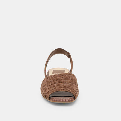 MARZY Cocoa Raffia Slingback Peep-Toe Sandals | Dolce Vita New