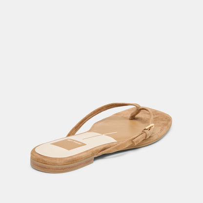 MALTA Lt Brown Suede Buckle Flip-Flop Sandals | Dolce Vita Everyday