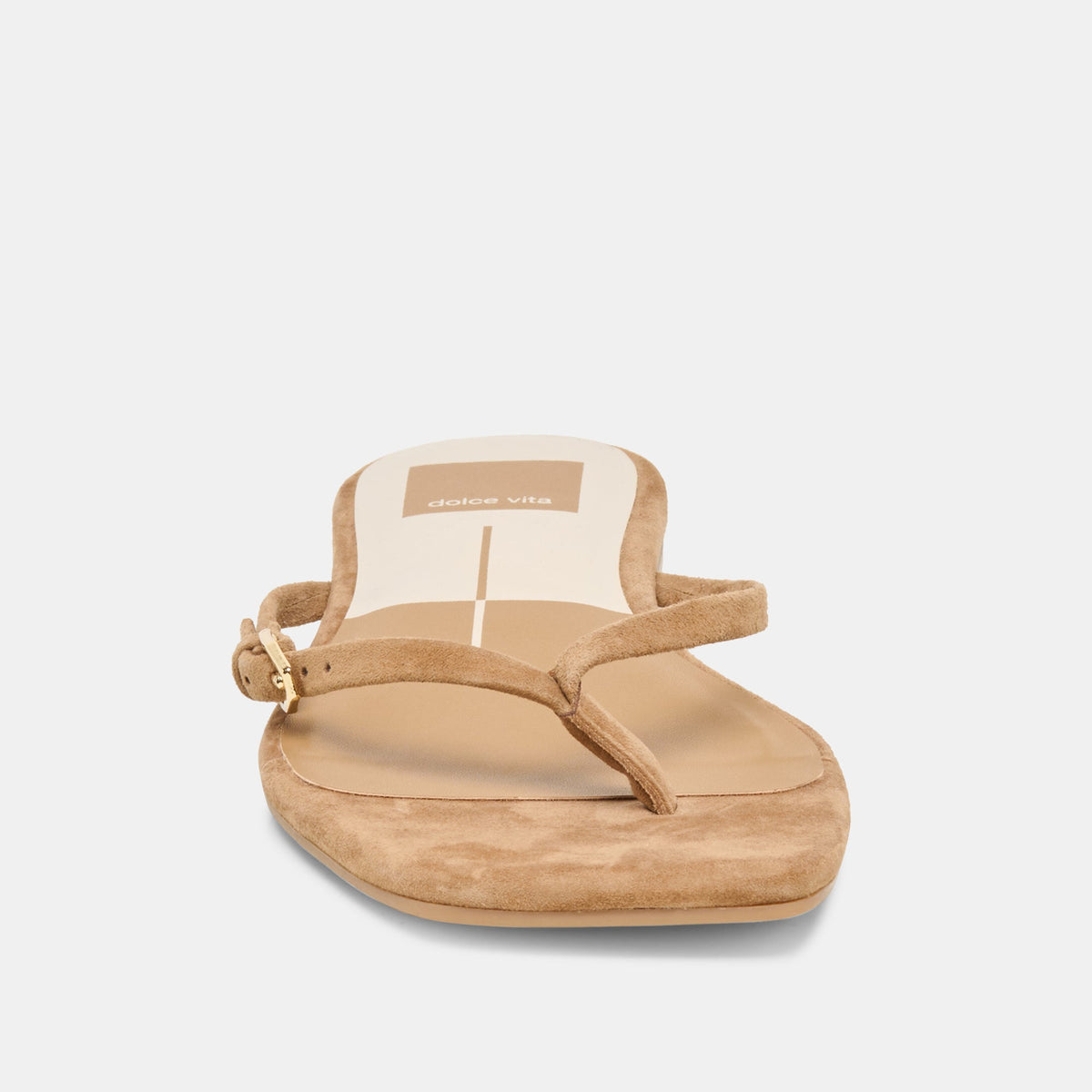 MALTA Lt Brown Suede Buckle Flip-Flop Sandals | Dolce Vita Everyday