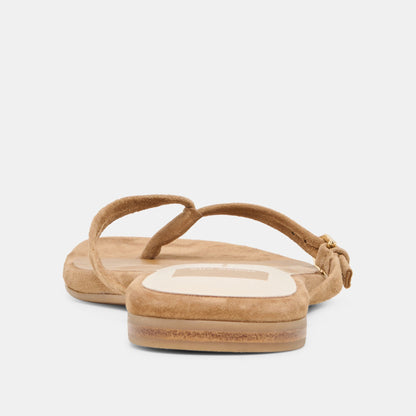 MALTA Lt Brown Suede Buckle Flip-Flop Sandals | Dolce Vita Everyday