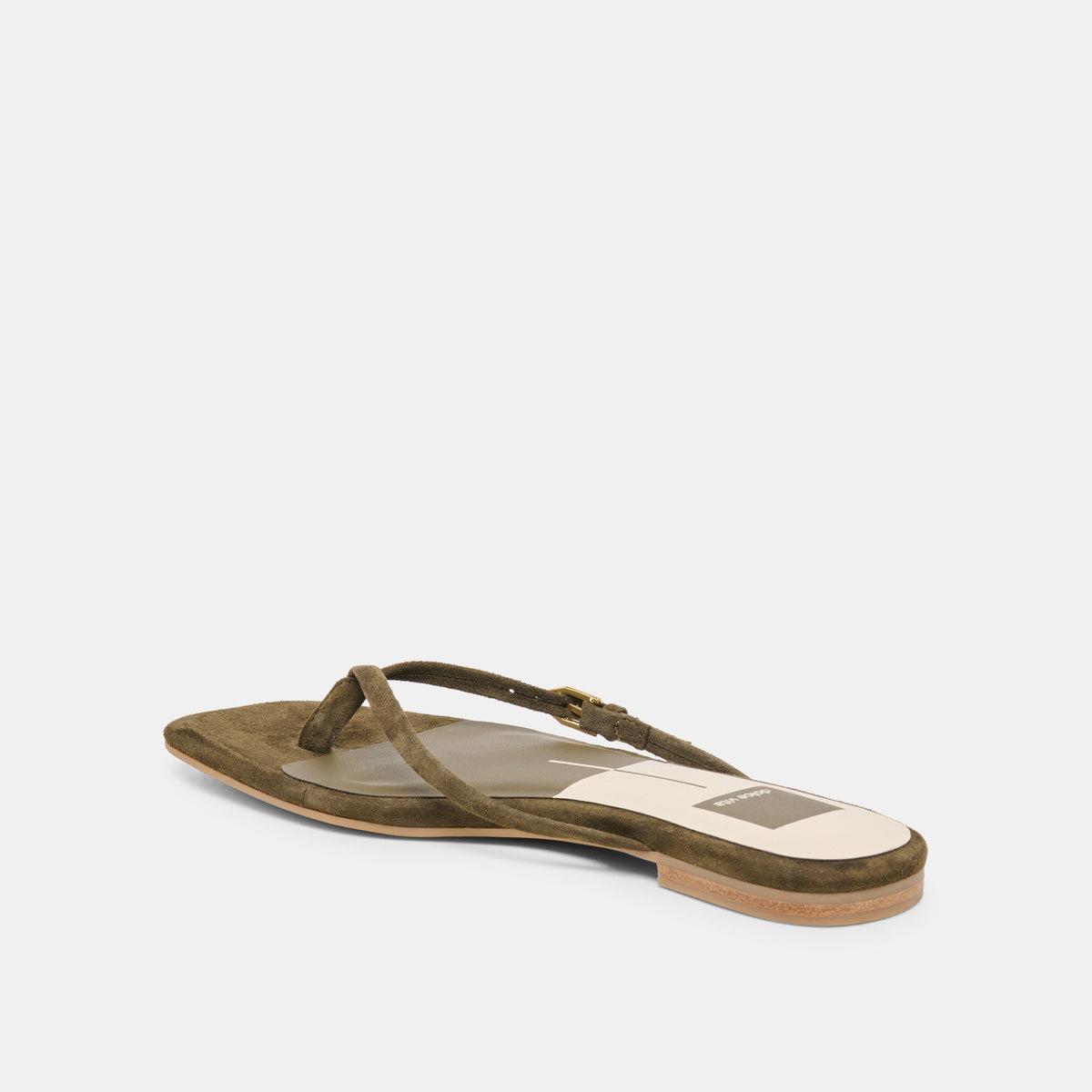 MALTA Dk Olive Suede Buckle Flip-Flop Sandals | Dolce Vita Featured