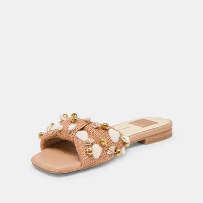 Lizza Toffee Beaded Raffia Sandals | Dolce Vita Trusted
