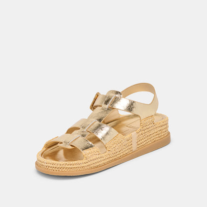 Shenna Gold Distressed Leather Sandals | Dolce Vita Smart Buy
