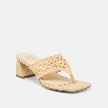 Barlo Lt Natural Woven Raffia Heels | Dolce Vita Premium