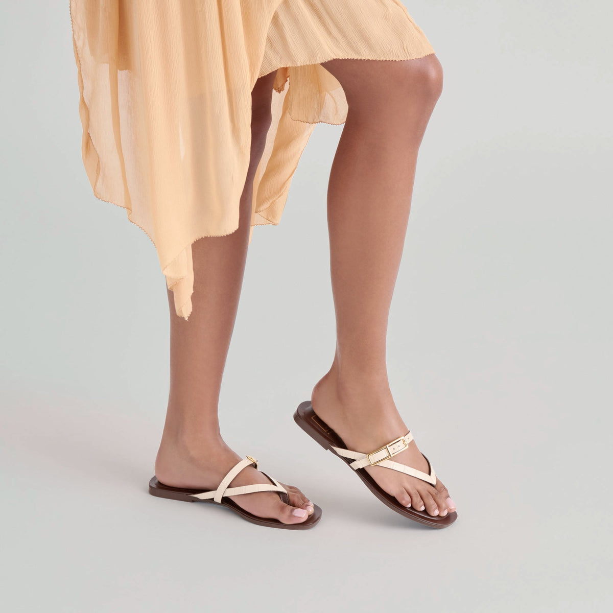 Piers Beige Croco Embossed Leather Sandals | Dolce Vita Classic
