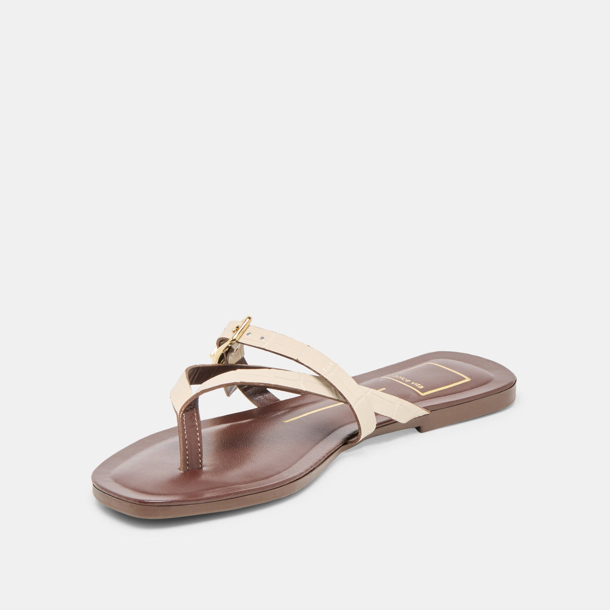 Piers Beige Croco Embossed Leather Sandals | Dolce Vita Classic