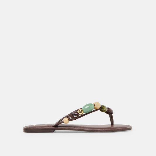 Cely Dk Brown Leather Sandals | Dolce Vita Value