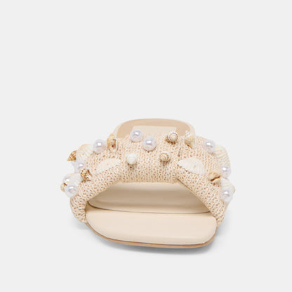 Lizza Oatmeal Beaded Raffia Sandals | Dolce Vita Premium