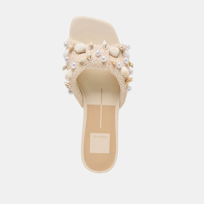 Lizza Oatmeal Beaded Raffia Sandals | Dolce Vita Premium