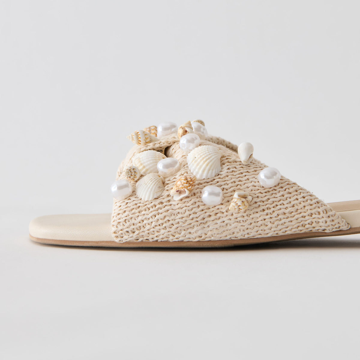 Lizza Oatmeal Beaded Raffia Sandals | Dolce Vita Premium