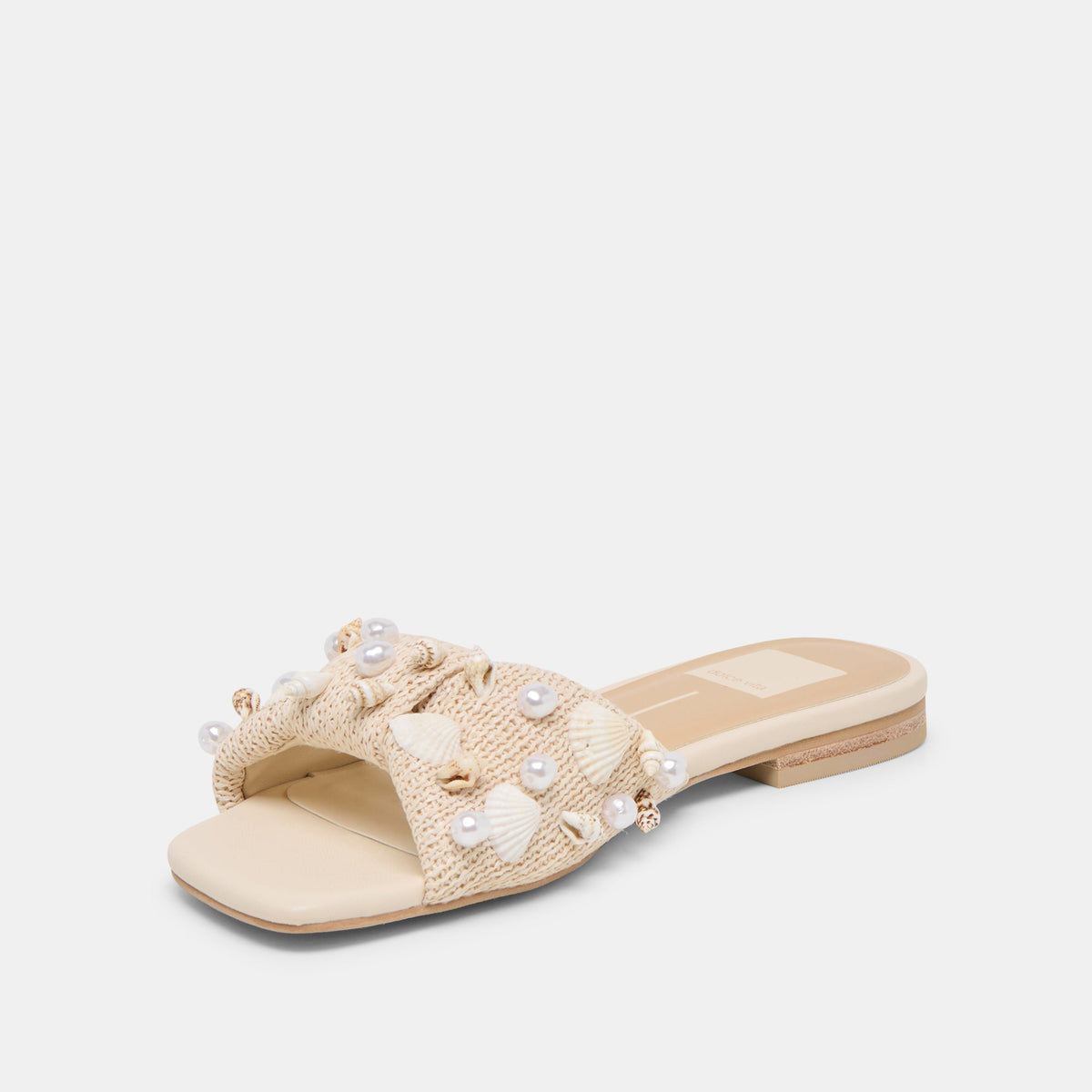 Lizza Oatmeal Beaded Raffia Sandals | Dolce Vita Premium