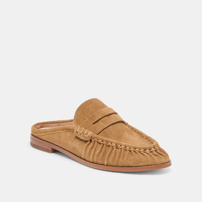 BETZY Lt Brown Suede Closed-Toe Slip-On Loafers | Dolce Vita Premium