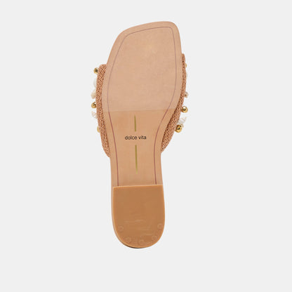 Lizza Toffee Beaded Raffia Sandals | Dolce Vita Quality