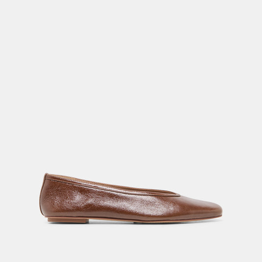 CARET Russet Leather Pointed-Toe Ballet Flats | Dolce Vita Essential