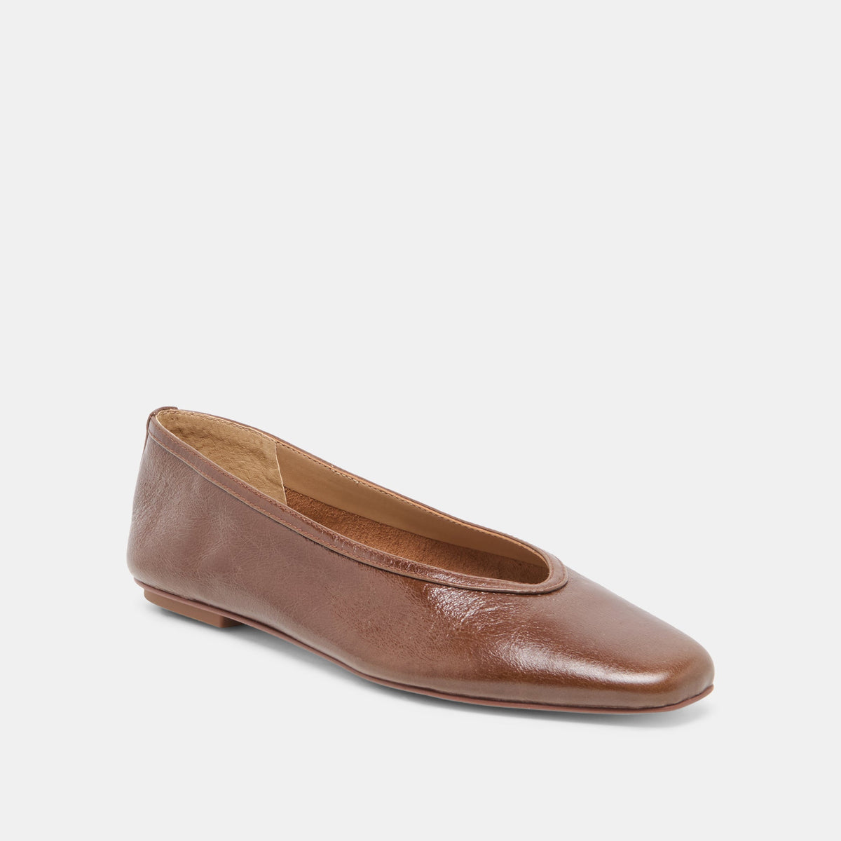 CARET Russet Leather Pointed-Toe Ballet Flats | Dolce Vita Essential