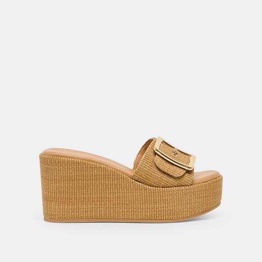 Jilian Wide Mocha Raffia Wedges | Dolce Vita Special Offer