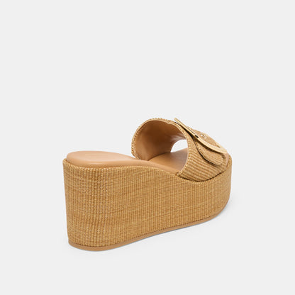 Jilian Wide Mocha Raffia Wedges | Dolce Vita Special Offer
