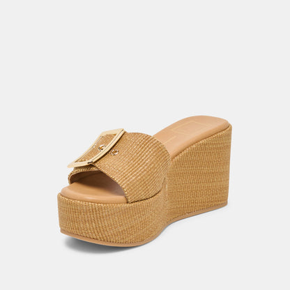 Jilian Wide Mocha Raffia Wedges | Dolce Vita Special Offer