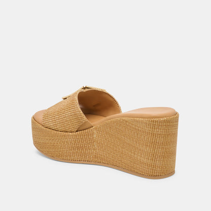 Jilian Wide Mocha Raffia Wedges | Dolce Vita Special Offer