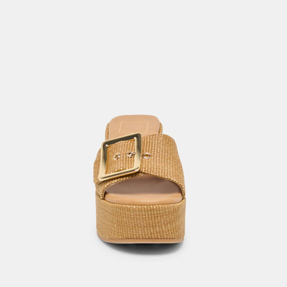 Jilian Wide Mocha Raffia Wedges | Dolce Vita Special Offer