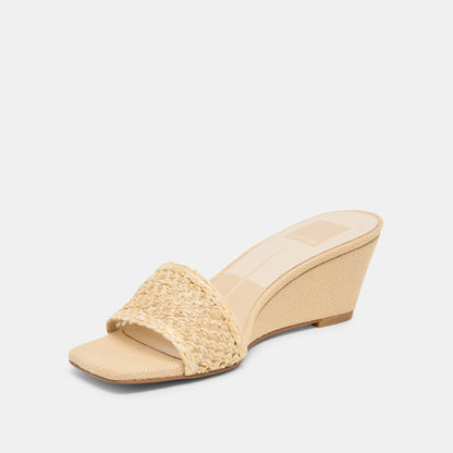 Qaily Wide Lt Natural Raffia Wedges | Dolce Vita Quality