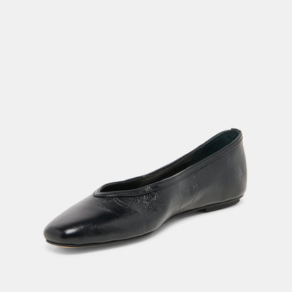 CARET Black Leather Pointed-Toe Ballet Flats | Dolce Vita Latest