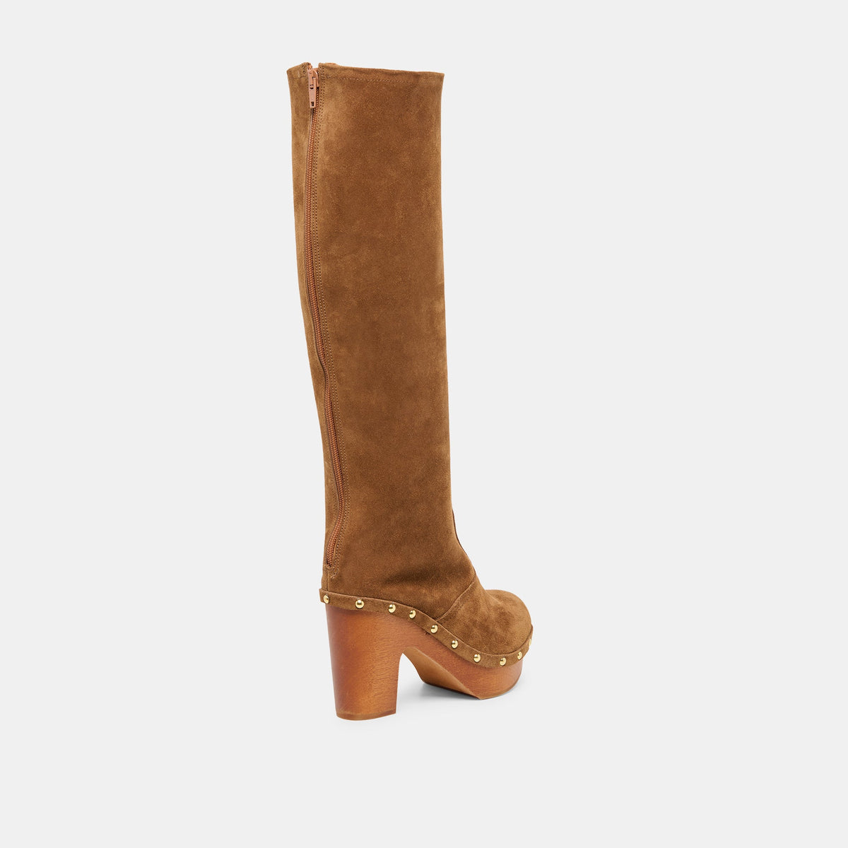 JENNY Chestnut Suede Knee-High Platform Wood Sole Boots | Dolce Vita Featured