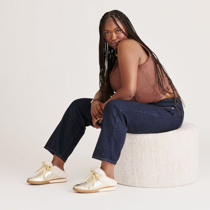 Izzey Plush Platinum Leather Sneakers | Dolce Vita Popular