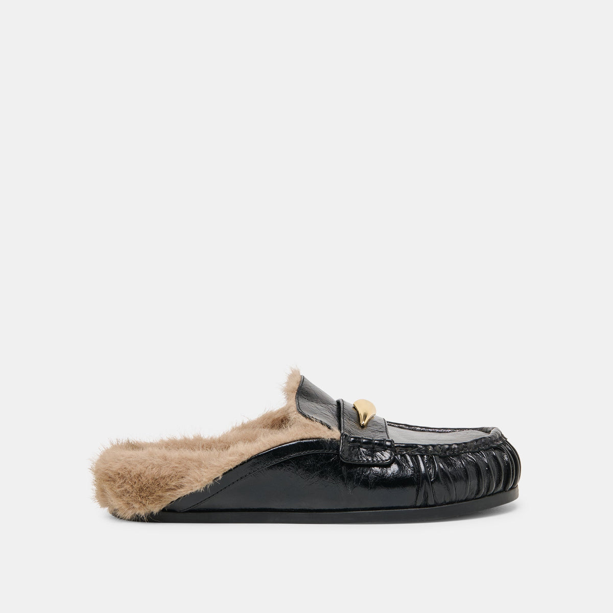 Jodero Plush Black Leather Flats | Dolce Vita Hot Sale