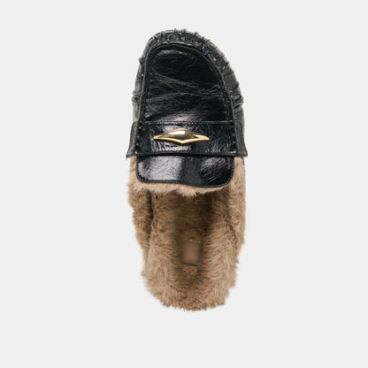 Jodero Plush Black Leather Flats | Dolce Vita Hot Sale