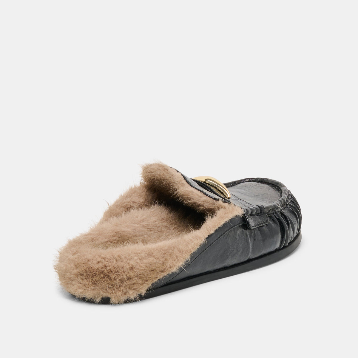 Jodero Plush Black Leather Flats | Dolce Vita Hot Sale