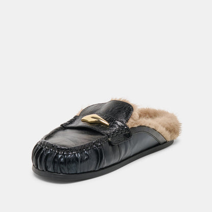 Jodero Plush Black Leather Flats | Dolce Vita Hot Sale