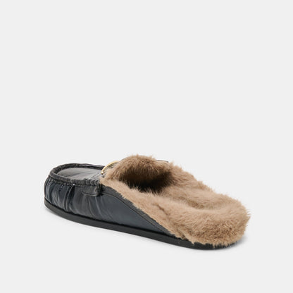 Jodero Plush Black Leather Flats | Dolce Vita Hot Sale