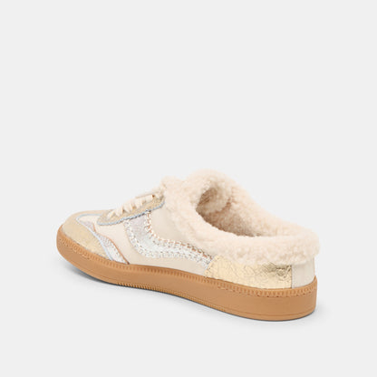 Notice Slide Plush Silver Gold Crackled Leather Sneakers | Dolce Vita Featured