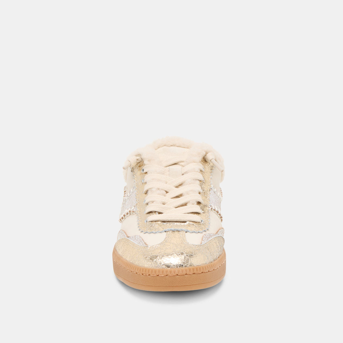 Notice Slide Plush Silver Gold Crackled Leather Sneakers | Dolce Vita Featured