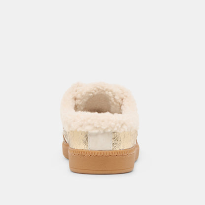 Notice Slide Plush Silver Gold Crackled Leather Sneakers | Dolce Vita Featured