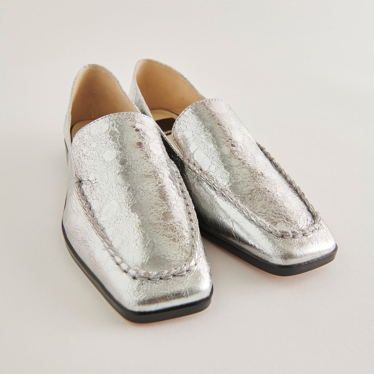 Beny Flats Silver Distressed Leather | Silver Leather Flats for Women
 – Dolce Vita | Dolce Vita Hot Sale