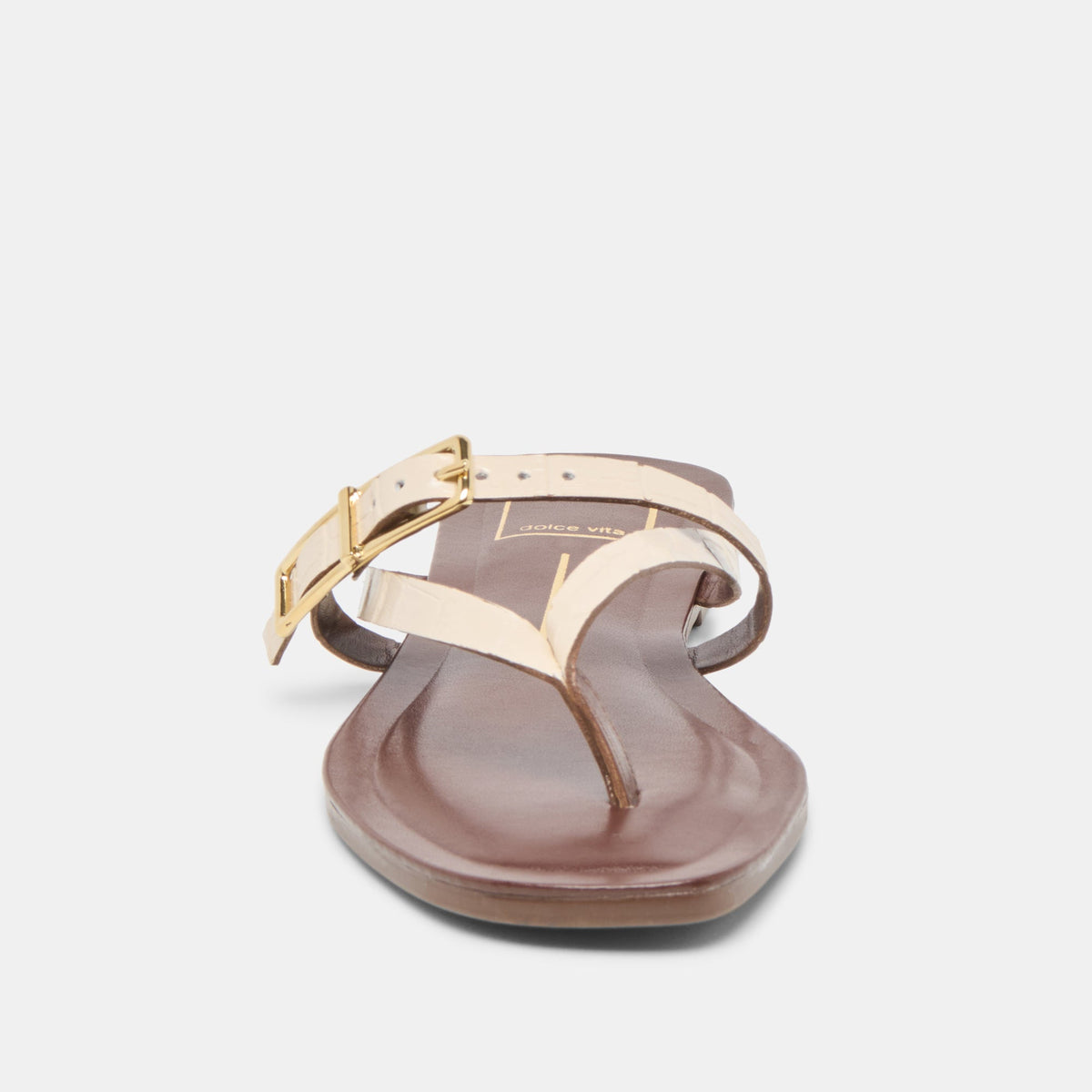Piers Beige Croco Embossed Leather Sandals | Dolce Vita Best Seller