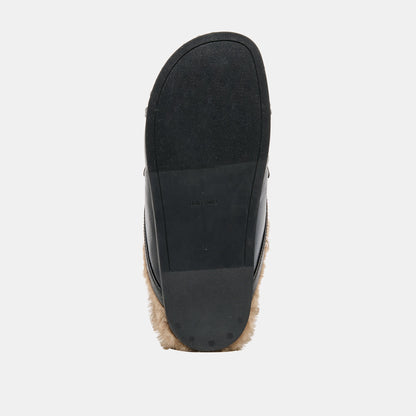 Jodero Plush Black Leather Flats | Dolce Vita Signature
