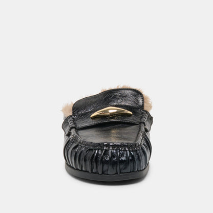 Jodero Plush Black Leather Flats | Dolce Vita Signature