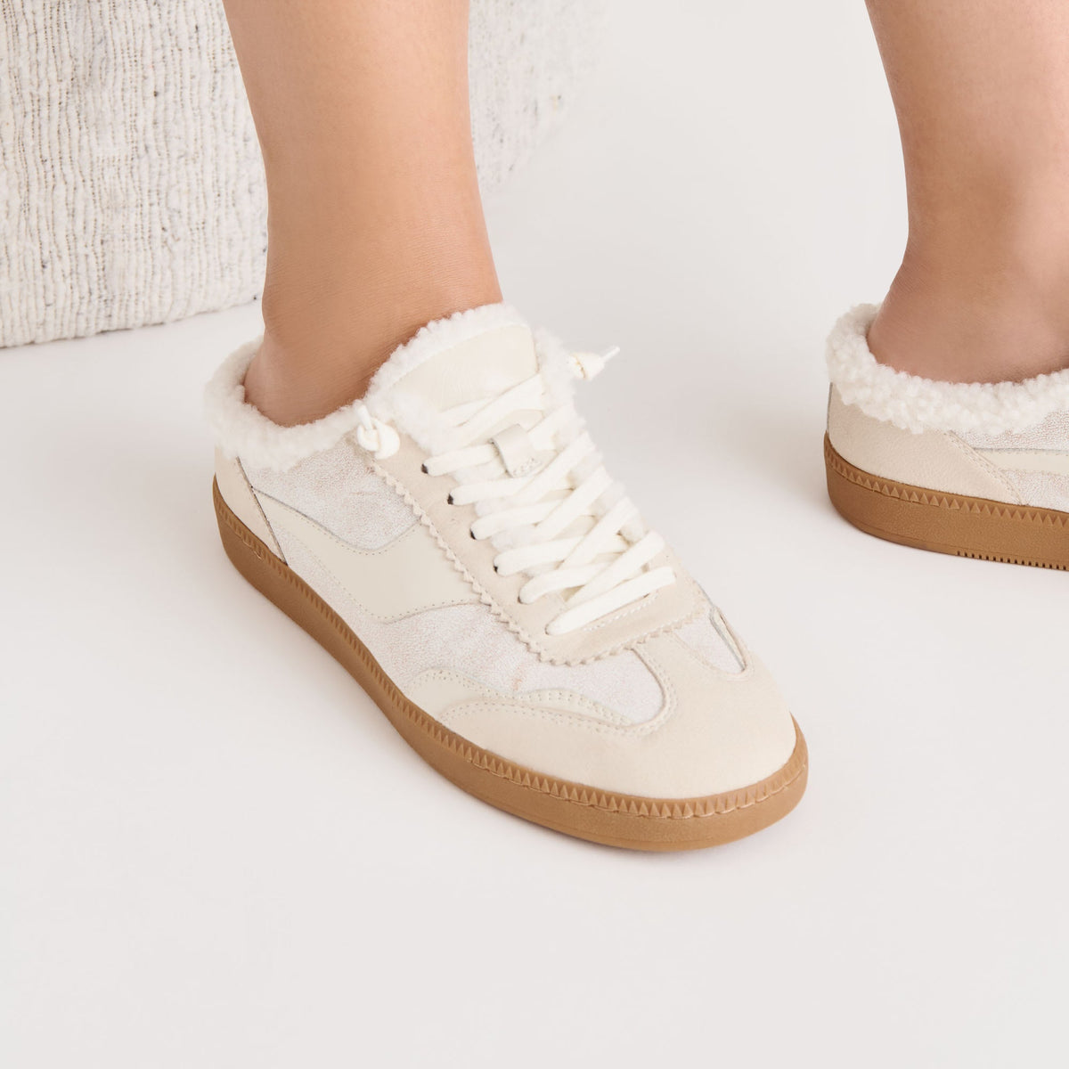 Notice Slide Plush Off White Crackled Leather Sneakers | Dolce Vita Recommended