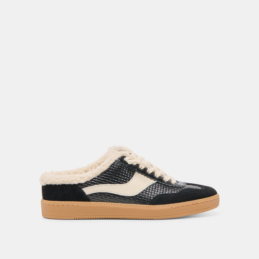 Notice Slide Plush Black Woven Leather Sneakers | Dolce Vita Signature