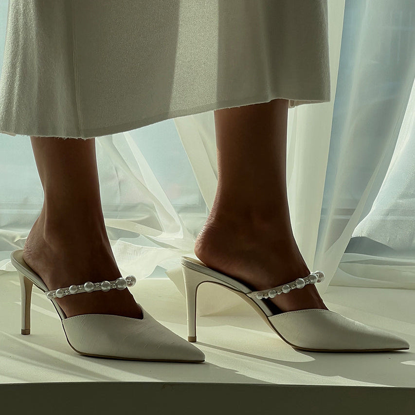 KANIKA Pearl Heels Vanilla Silk | Vanilla Silk Pearl Tapered Heels
 – Dolce Vita | Dolce Vita Discount