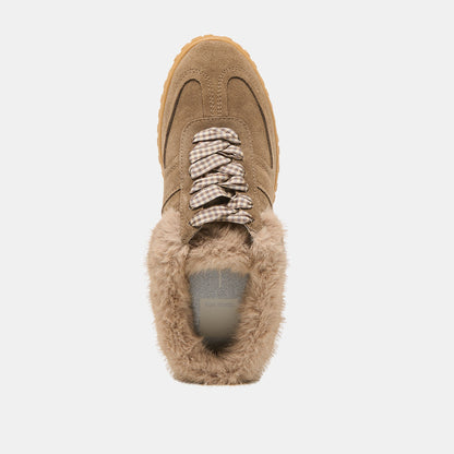 Izzey Plush Olive Suede Sneakers | Dolce Vita Everyday