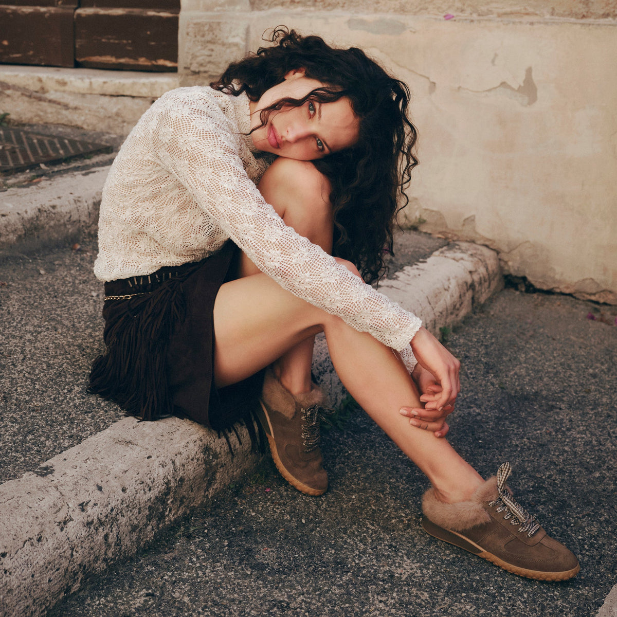 Izzey Plush Olive Suede Sneakers | Dolce Vita Everyday