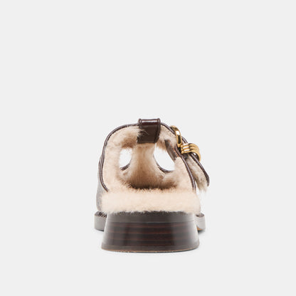 Harlah Plush Chocolate Leather Flats | Dolce Vita Value