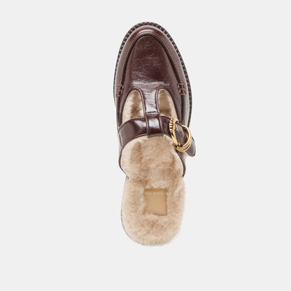 Harlah Plush Chocolate Leather Flats | Dolce Vita Value