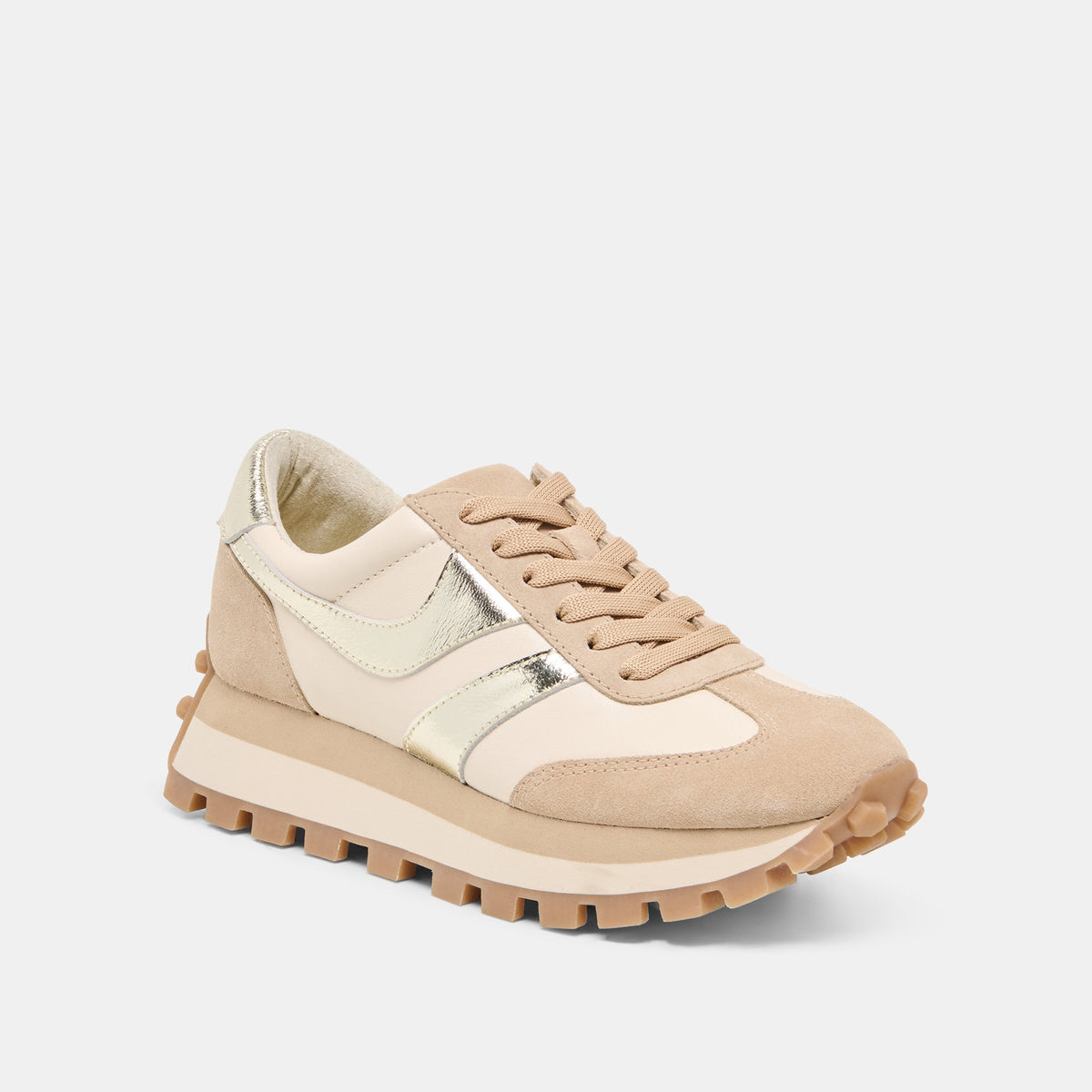 TRESA White Gold Suede Platform Sneakers | Dolce Vita Signature