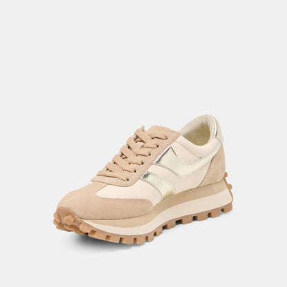 TRESA White Gold Suede Platform Sneakers | Dolce Vita Signature